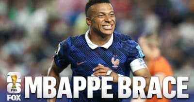 Kylian Mbappé hands captain’s armband to Aurélien Tchouameni after substitution